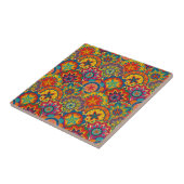 Funky Retro Colorful Mandala Pattern Fliese (Seite)