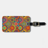Funky Retro Colorful Mandala Pattern Gepäckanhänger (Vorderseite horizontal)