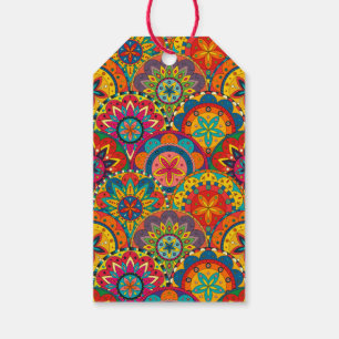 Funky Retro Colorful Mandala Pattern Geschenkanhänger