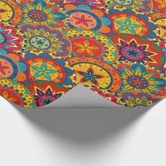 Funky Retro Colorful Mandala Pattern Geschenkpapier (Ecke)