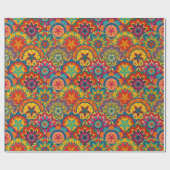 Funky Retro Colorful Mandala Pattern Geschenkpapier (Flach)