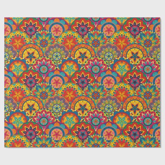 Funky Retro Colorful Mandala Pattern Geschenkpapier (Flach)