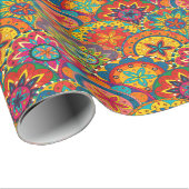 Funky Retro Colorful Mandala Pattern Geschenkpapier (Rolleneckpunkt)