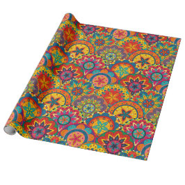 Funky Retro Colorful Mandala Pattern Geschenkpapier