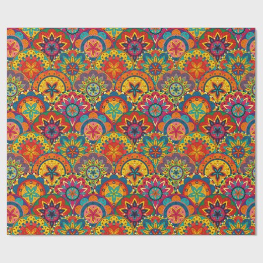Funky Retro Colorful Mandala Pattern Geschenkpapier (Flach)