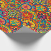 Funky Retro Colorful Mandala Pattern Geschenkpapier (Ecke)