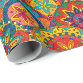 Funky Retro Colorful Mandala Pattern Geschenkpapier (Rolleneckpunkt)