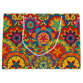 Funky Retro Colorful Mandala Pattern Große Geschenktüte (Vorderseite)