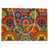 Funky Retro Colorful Mandala Pattern Große Geschenktüte (Rückseite)