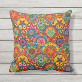 Funky Retro Colorful Mandala Pattern Kissen