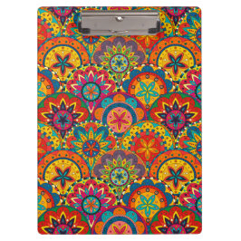 Funky Retro Colorful Mandala Pattern Klemmbrett