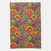 Funky Retro Colorful Mandala Pattern Küchentuch (Vertikal)