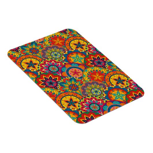Funky Retro Colorful Mandala Pattern Magnet (Rechte Seite)