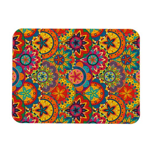 Funky Retro Colorful Mandala Pattern Magnet (Horizontal)