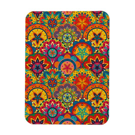 Funky Retro Colorful Mandala Pattern Magnet (Vertikal)