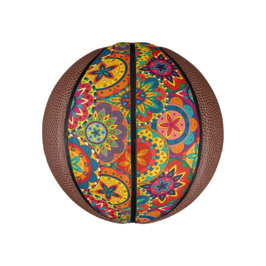 Funky Retro Colorful Mandala Pattern Mini Basketball (Vertikal)