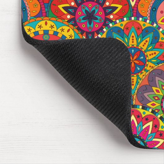Funky Retro Colorful Mandala Pattern Mousepad (Ecke)