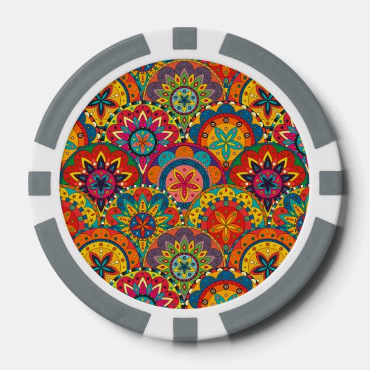 Funky Retro Colorful Mandala Pattern Pokerchips (Vorderseite)