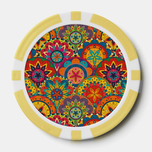 Funky Retro Colorful Mandala Pattern Pokerchips (Vorderseite)