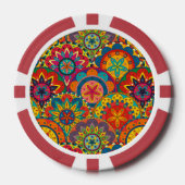 Funky Retro Colorful Mandala Pattern Pokerchips (Vorderseite)