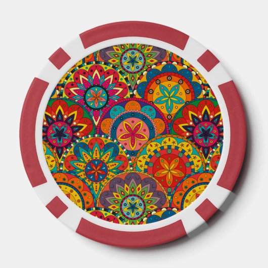 Funky Retro Colorful Mandala Pattern Pokerchips (Rückseite)