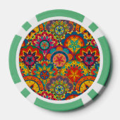 Funky Retro Colorful Mandala Pattern Pokerchips (Rückseite)