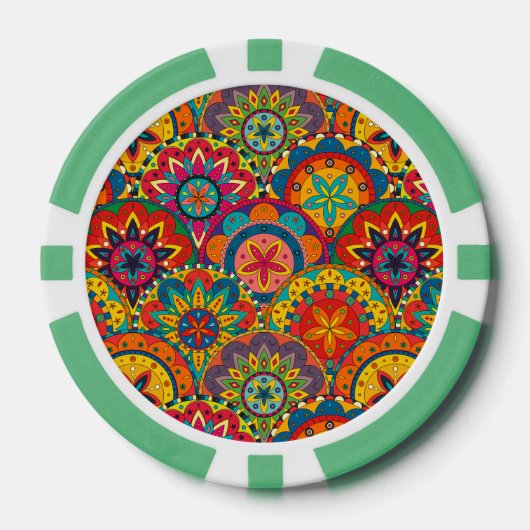 Funky Retro Colorful Mandala Pattern Pokerchips (Vorderseite)