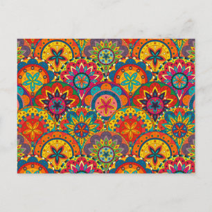 Funky Retro Colorful Mandala Pattern Postkarte