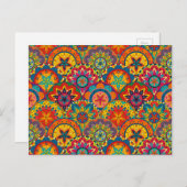 Funky Retro Colorful Mandala Pattern Postkarte (Vorne/Hinten)