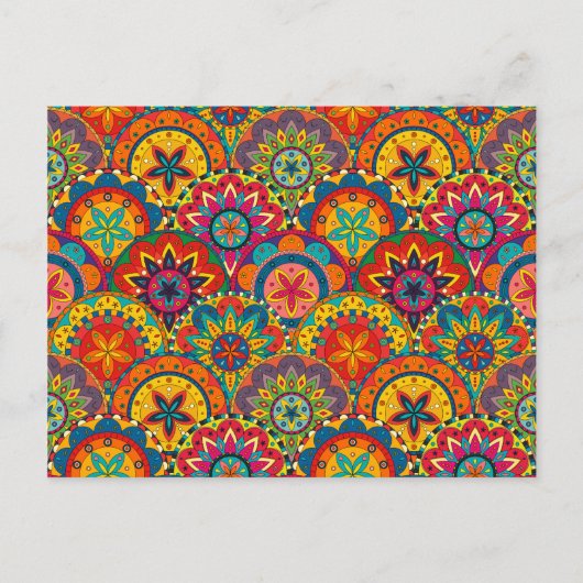 Funky Retro Colorful Mandala Pattern Postkarte (Vorderseite)