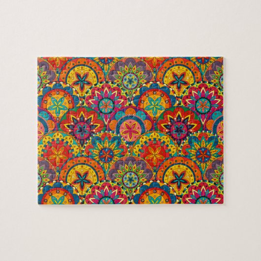 Funky Retro Colorful Mandala Pattern Puzzle (Horizontal)