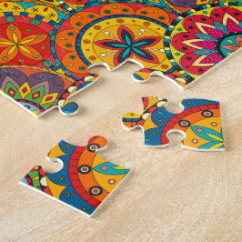 Funky Retro Colorful Mandala Pattern Puzzle