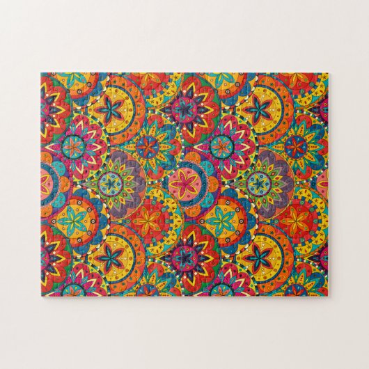 Funky Retro Colorful Mandala Pattern Puzzle (Horizontal)