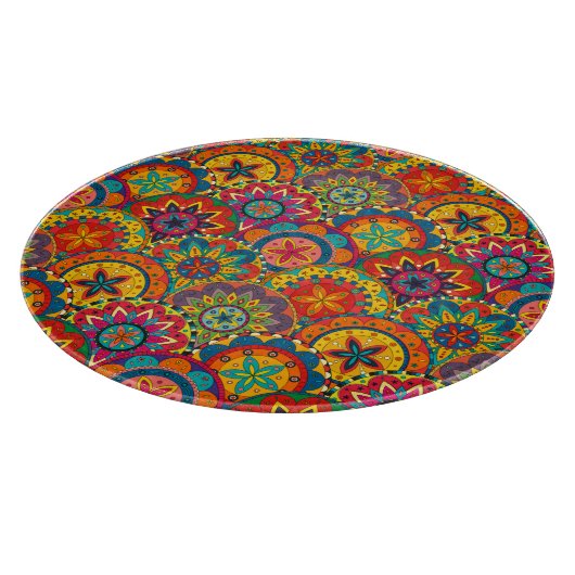 Funky Retro Colorful Mandala Pattern Schneidebrett (Ecke)