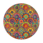 Funky Retro Colorful Mandala Pattern Schneidebrett (Vorderseite)