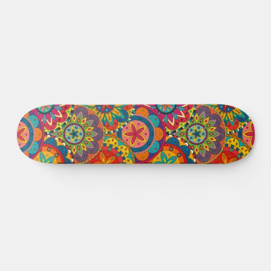 Funky Retro Colorful Mandala Pattern Skateboard (Horizontal)