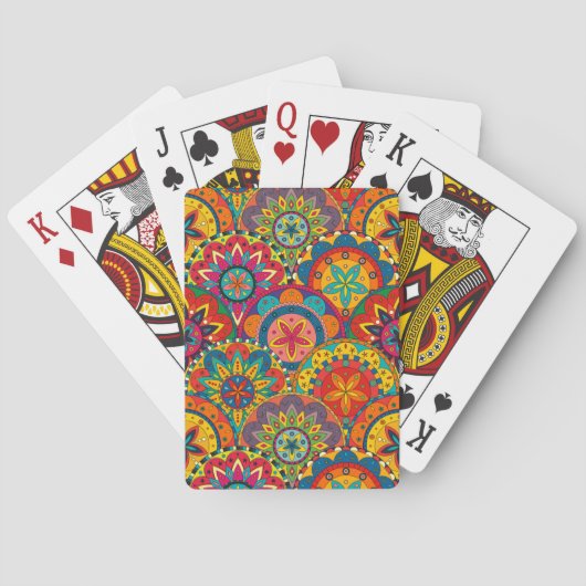 Funky Retro Colorful Mandala Pattern Spielkarten (Rückseite)