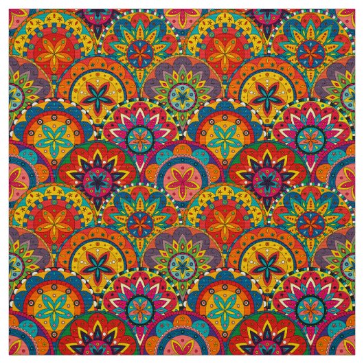 Funky Retro Colorful Mandala Pattern Stoff (Muster)