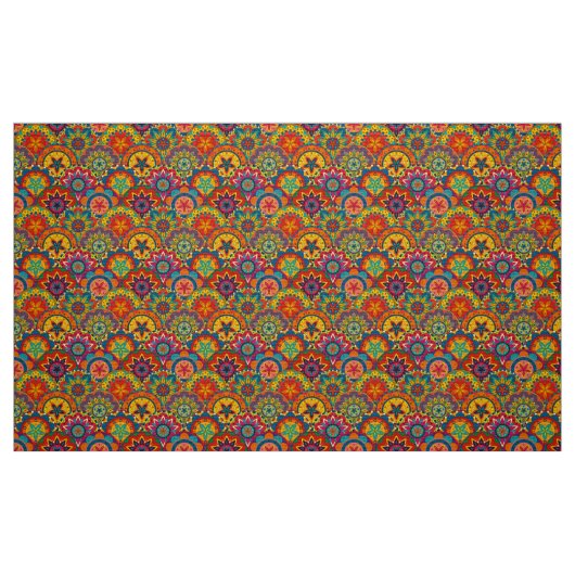 Funky Retro Colorful Mandala Pattern Stoff (Fat Quarter (45,7 x 55,9 cm))