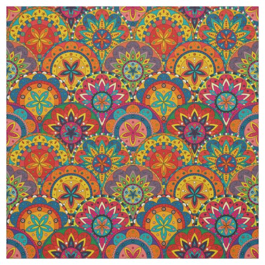 Funky Retro Colorful Mandala Pattern Stoff (Muster)