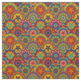 Funky Retro Colorful Mandala Pattern Stoff