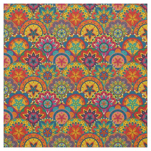 Funky Retro Colorful Mandala Pattern Stoff (Muster)