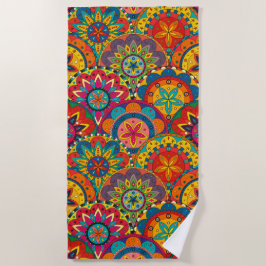 Funky Retro Colorful Mandala Pattern Strandtuch