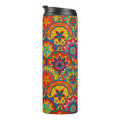 Funky Retro Colorful Mandala Pattern Thermosbecher (Nach rechts gedreht)