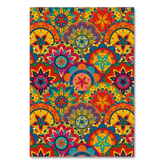 Funky Retro Colorful Mandala Pattern Tischnummer (Rückseite)