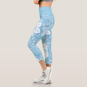 Funky Retro Cool Moderne Blume Art Pattern Capri Leggings