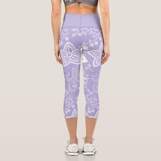 Funky Retro Cool Moderne Blume Art Pattern Capri Leggings (Rückseite)