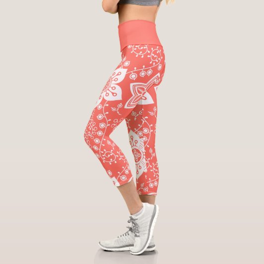 Funky Retro Cool Moderne Blume Art Pattern Capri Leggings (Links)