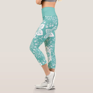 Funky Retro Cool Moderne Blume Art Pattern Capri Leggings