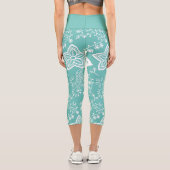 Funky Retro Cool Moderne Blume Art Pattern Capri Leggings (Rückseite)